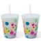 Silipint: Kids Straw Tumblers 8oz: 2 Pack - Polka Dots - Silicone Unbreakable Cups w/ No Leak Lids, Hot & Cold, Dishwasher-Microwave-Freezer-Oven Safe